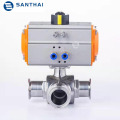 3 Way Tri Clamp Sanitary 304 Stainless Steel Pneumatic Actuated Food Grade Ball Valve with Good Price